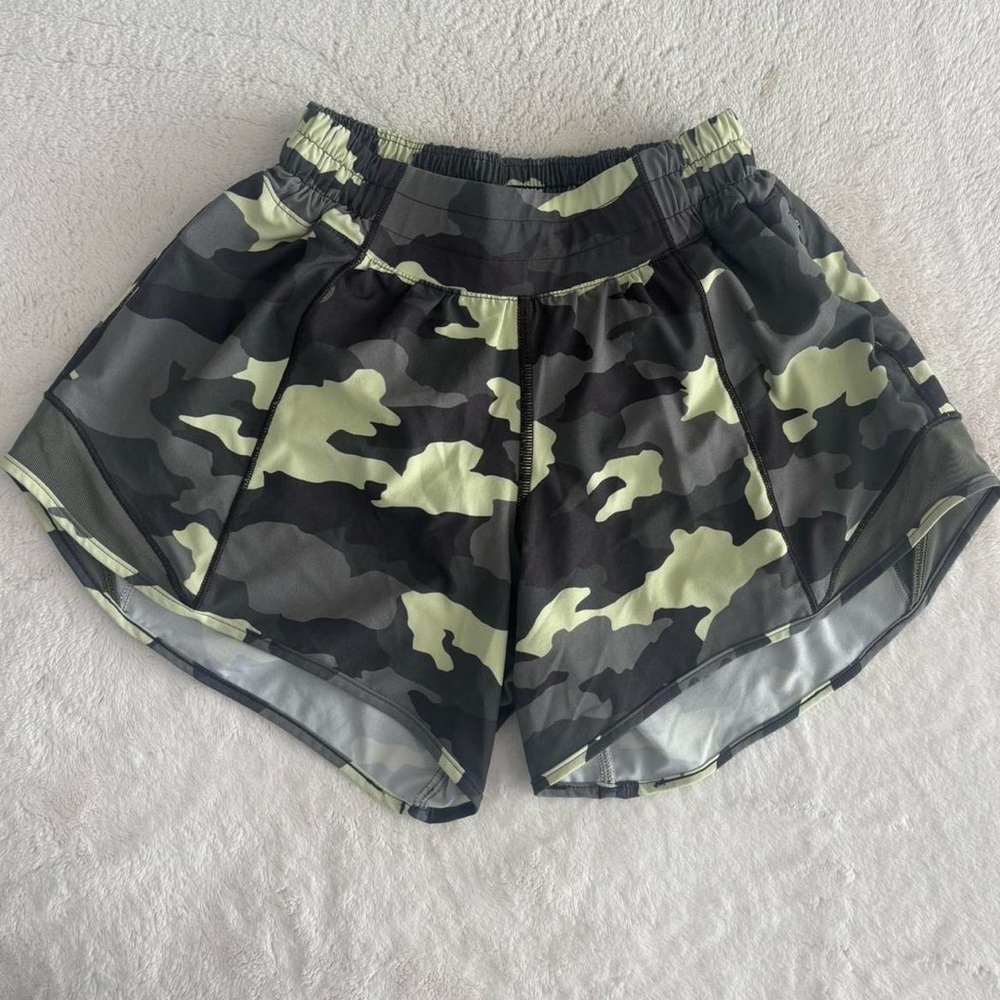 lululemon athletica Camo Print Athletic Shorts - Black and Green